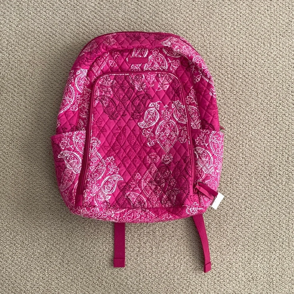 NEW Vera Bradley Pink Laptop Backpack Stamped Paisley Campus Bag Quilted NWT